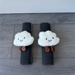 Cute Cloud Kids Seat Belt Covers - Black and White